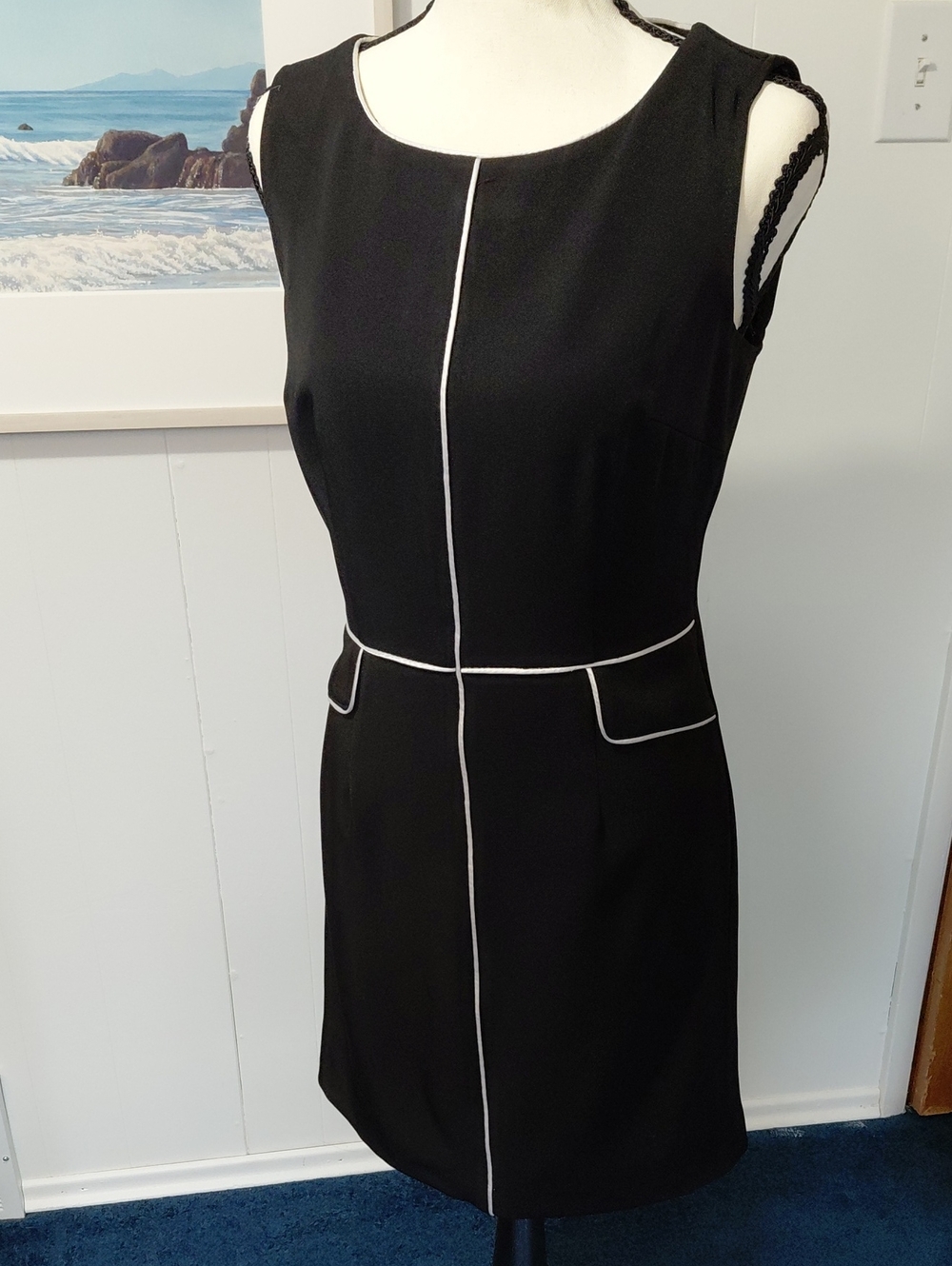 Alyn Paige Black Mini Dress with White Piping